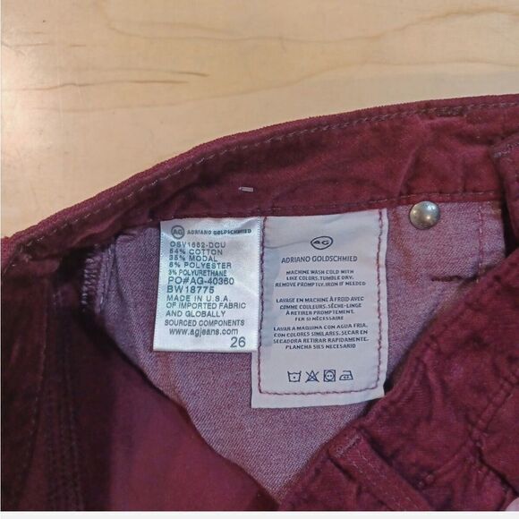 Adriano Goldschmied NWT Jodi Crop High Rise Flare Velvet in Maroon size 31 - Picture 9 of 9